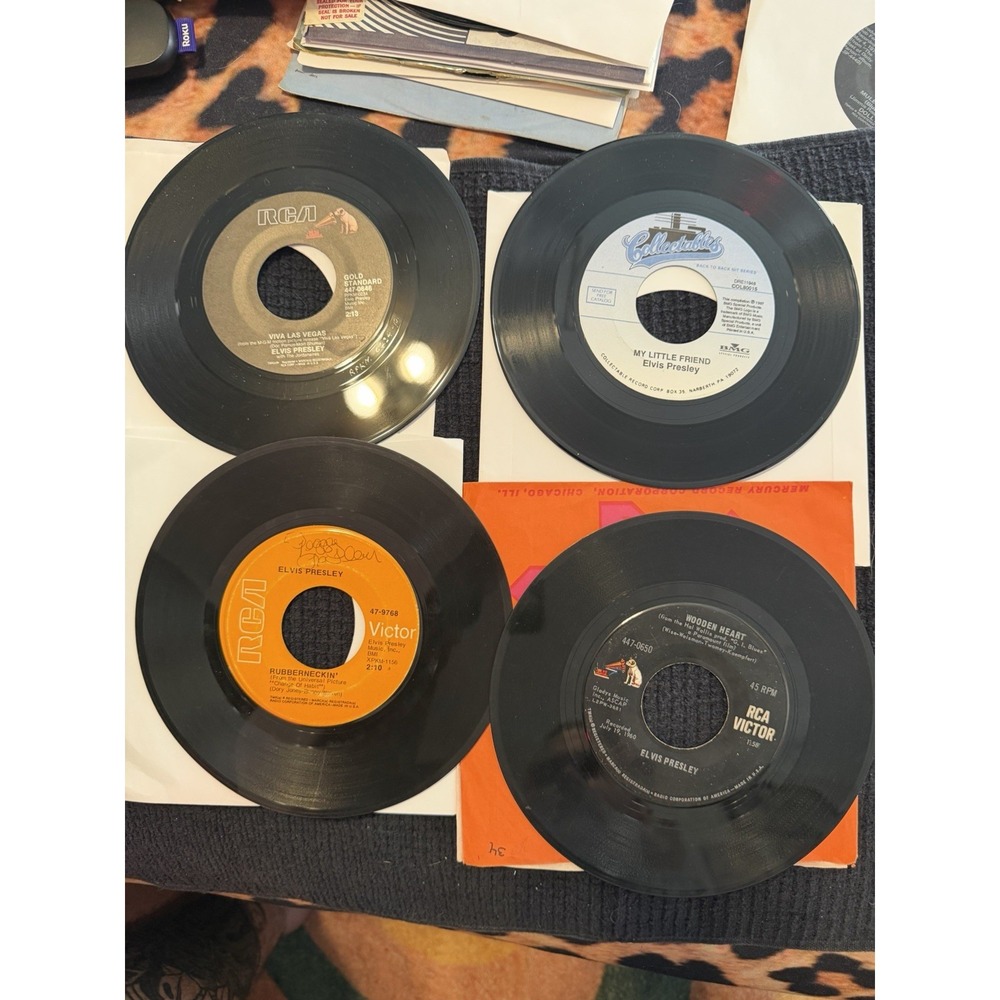 Vintage 45 RPM Vinyl doubles, Elvis Presley lot of 4 (8 songs)